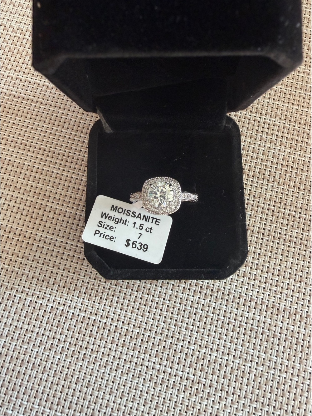 Moissanite round halo ring size 8